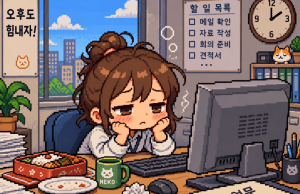 식곤증 때문에 잠을 참을 수 없는 직장인